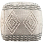 Pouf Cube Bohème Tressé à la Main 45 cm — Charbon et Blanc