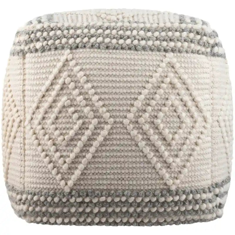 Pouf Cube Bohème Tressé à la Main 45 cm — Charbon et Blanc