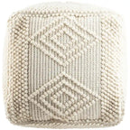 Pouf Cube Bohème Tressé à la Main 45 cm — Charbon et Blanc