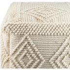 Pouf Cube Bohème Tressé à la Main 45 cm — Charbon et Blanc