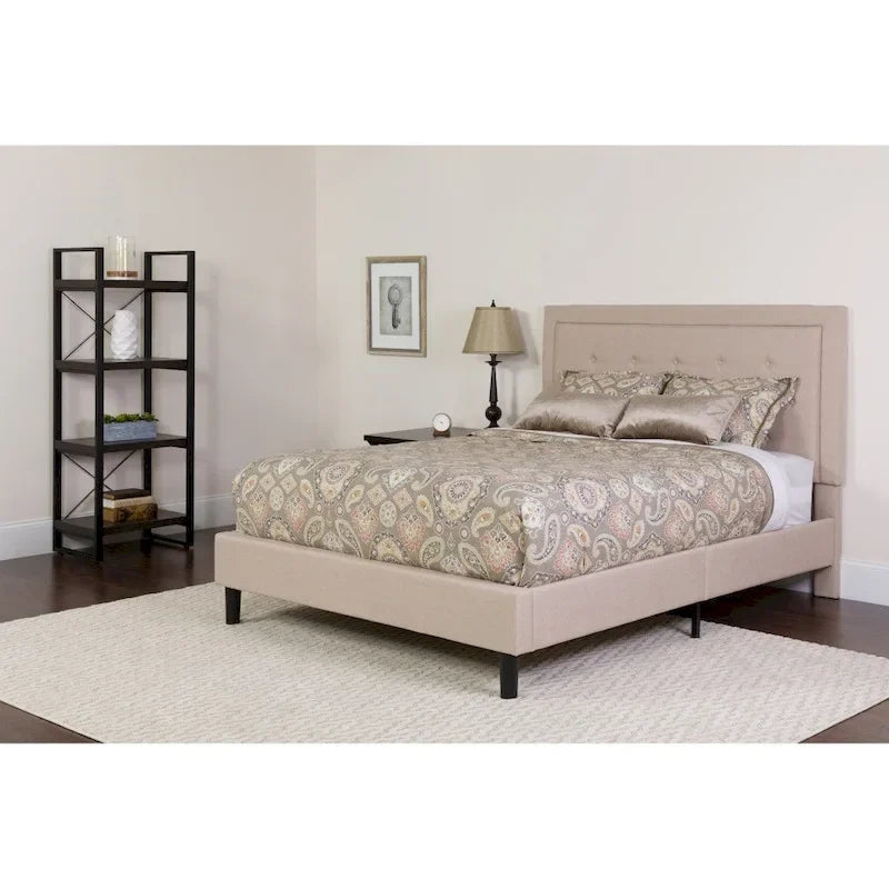 Lit plateforme capitonné et matelas à ressorts ensachés en mousse à mémoire de forme