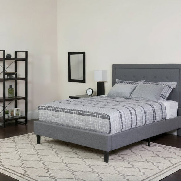Panel Tufted Platform Bed and Memory Foam Pocket Spring Mattress