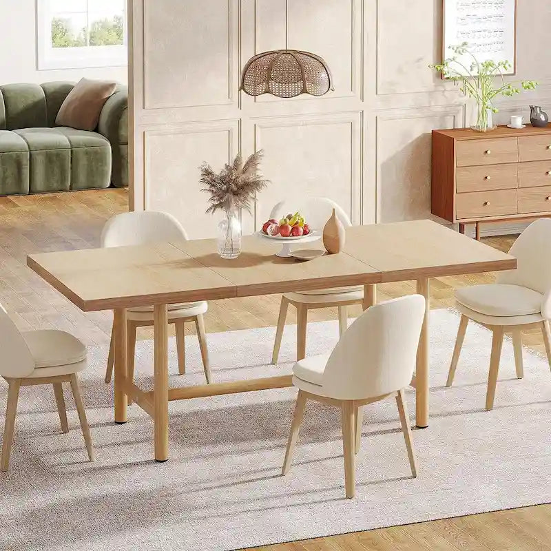 Table de salle à manger de 160 cm, table de salle à manger rectangulaire pour 6 personnes