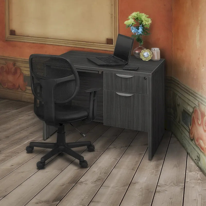 Bureau à piédestal simple de 42 po, Gris cendré