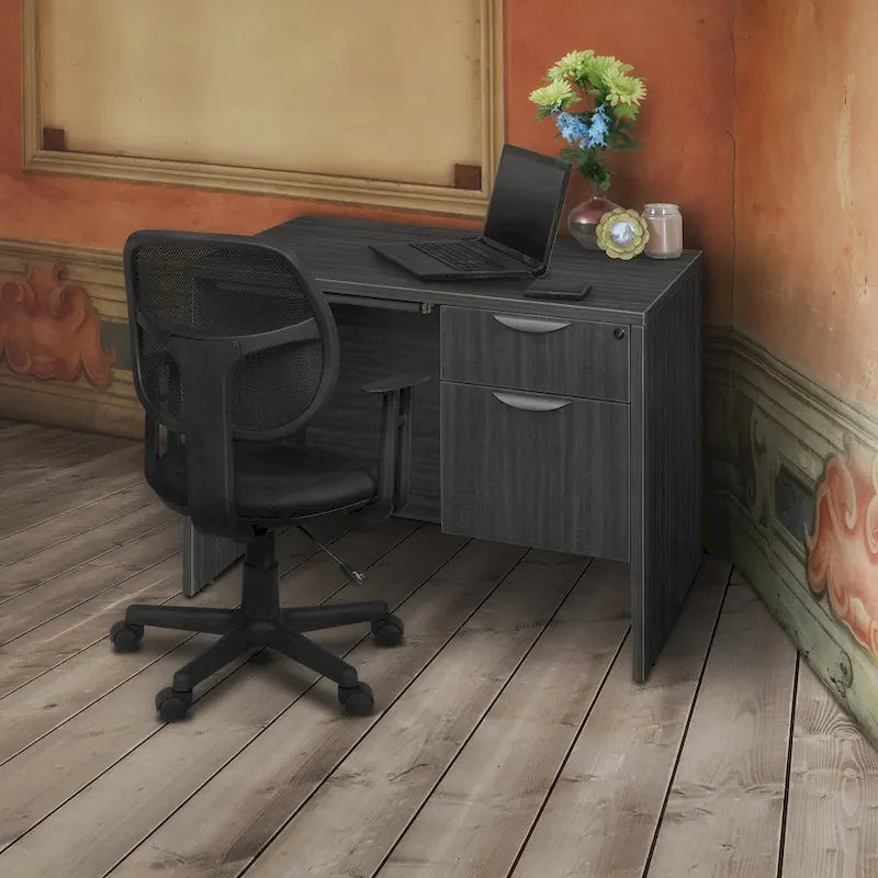 Bureau à piédestal simple de 42 po, Gris cendré