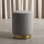Pouf en velours avec base en laiton - Bleu marine / Laiton
