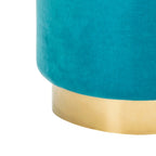 Pouf en velours avec base en laiton - Bleu marine / Laiton