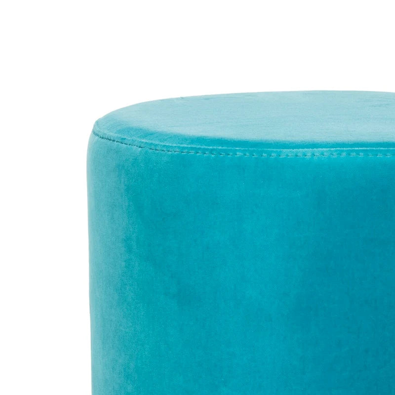 Pouf en velours avec base en laiton - Bleu marine / Laiton