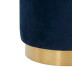 Pouf en velours avec base en laiton - Bleu marine / Laiton