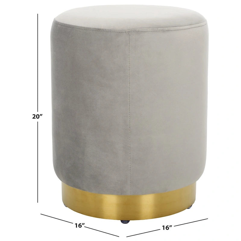 Pouf en velours avec base en laiton - Bleu marine / Laiton