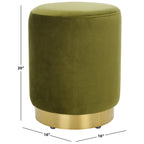 Pouf en velours avec base en laiton - Bleu marine / Laiton