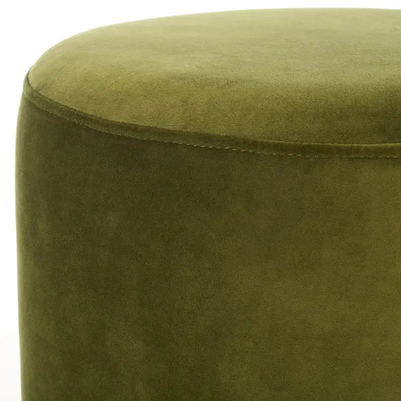 Pouf en velours avec base en laiton - Bleu marine / Laiton