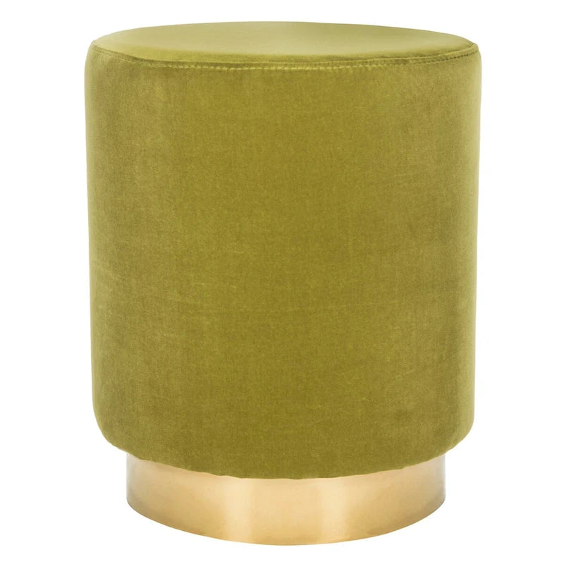 Pouf en velours avec base en laiton - Bleu marine / Laiton