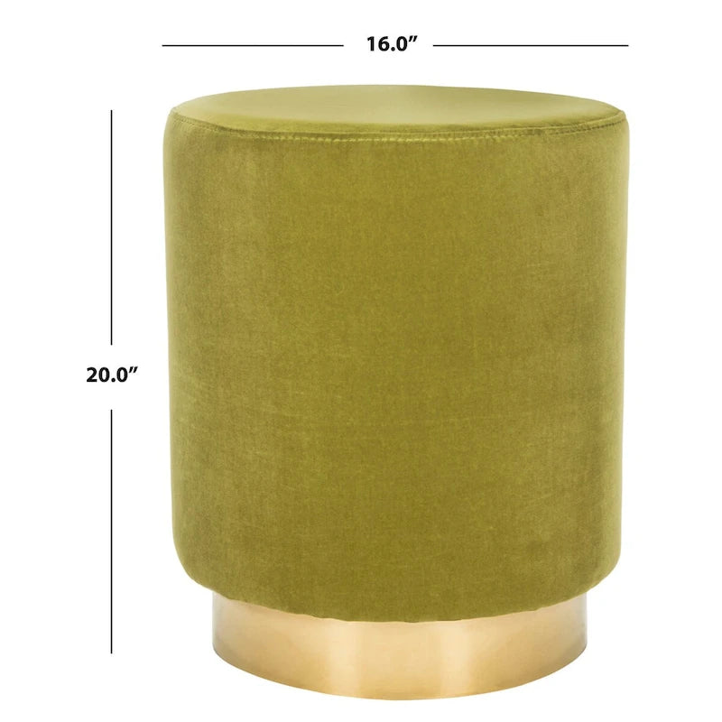 Pouf en velours avec base en laiton - Bleu marine / Laiton