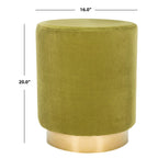 Pouf en velours avec base en laiton - Bleu marine / Laiton