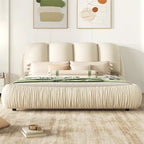 King Size Upholstered Bed w/ Thick Headboard Oversized Padded Backrest