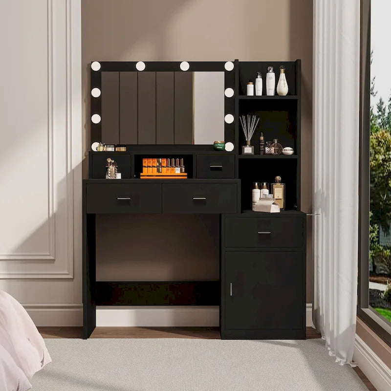 Coiffeuse avec tiroirs et lumières LED