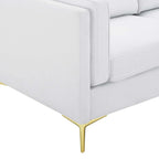 Canapé en tissu Mid-Century Modern avec pieds en métal doré