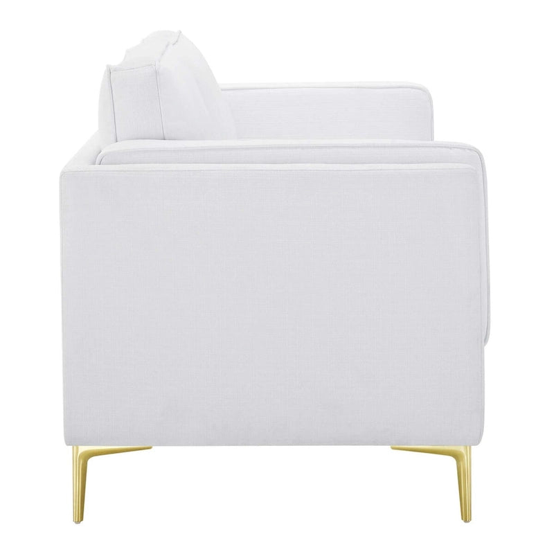 Canapé en tissu Mid-Century Modern avec pieds en métal doré