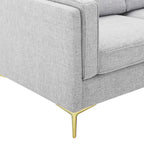 Canapé en tissu Mid-Century Modern avec pieds en métal doré