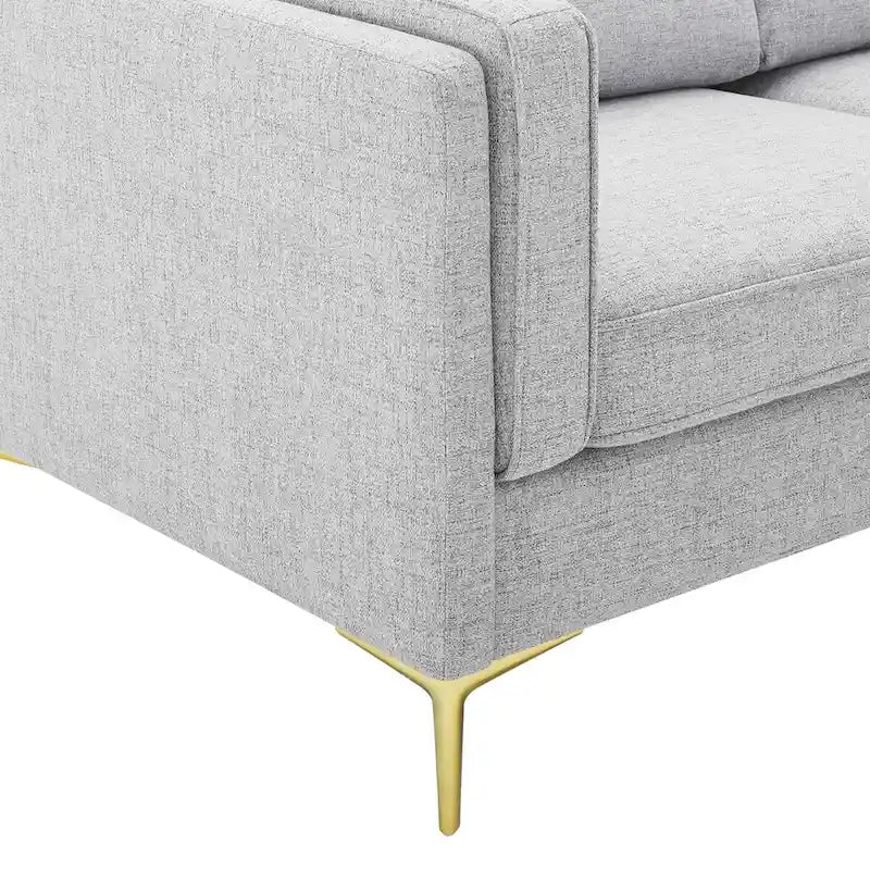 Canapé en tissu Mid-Century Modern avec pieds en métal doré