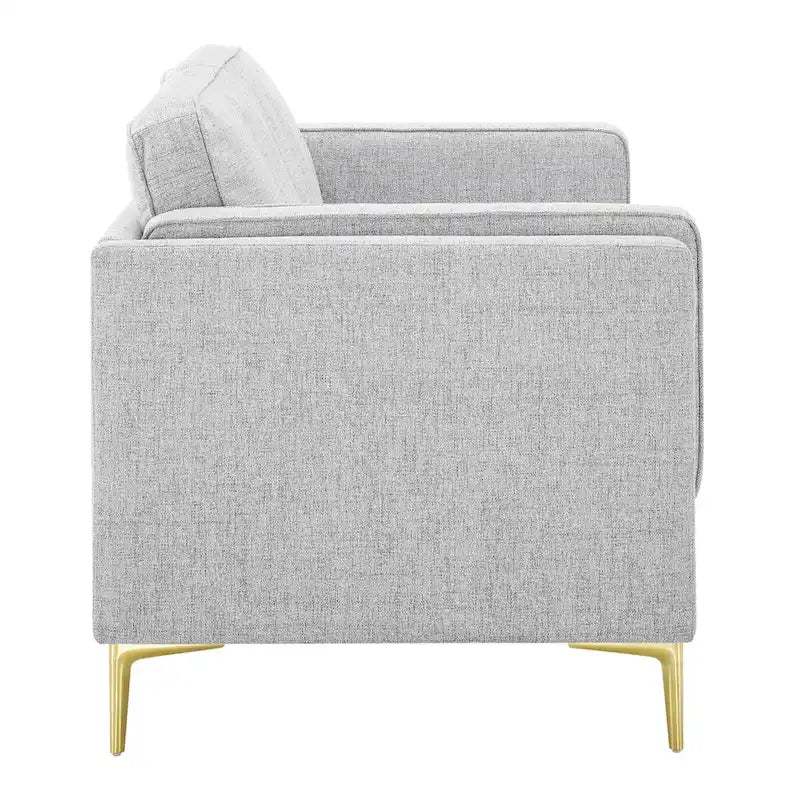 Canapé en tissu Mid-Century Modern avec pieds en métal doré