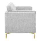 Canapé en tissu Mid-Century Modern avec pieds en métal doré