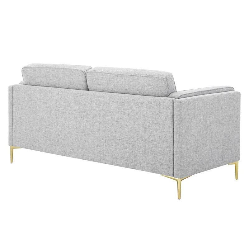 Canapé en tissu Mid-Century Modern avec pieds en métal doré