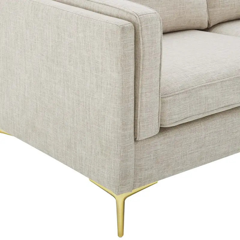 Canapé en tissu Mid-Century Modern avec pieds en métal doré