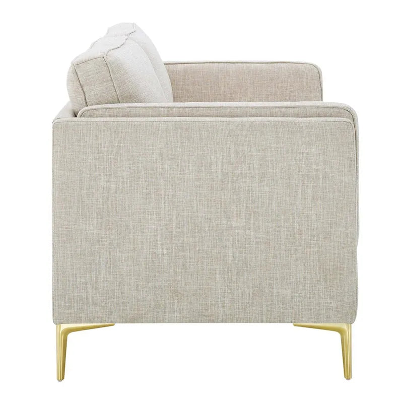 Canapé en tissu Mid-Century Modern avec pieds en métal doré