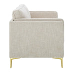 Canapé en tissu Mid-Century Modern avec pieds en métal doré