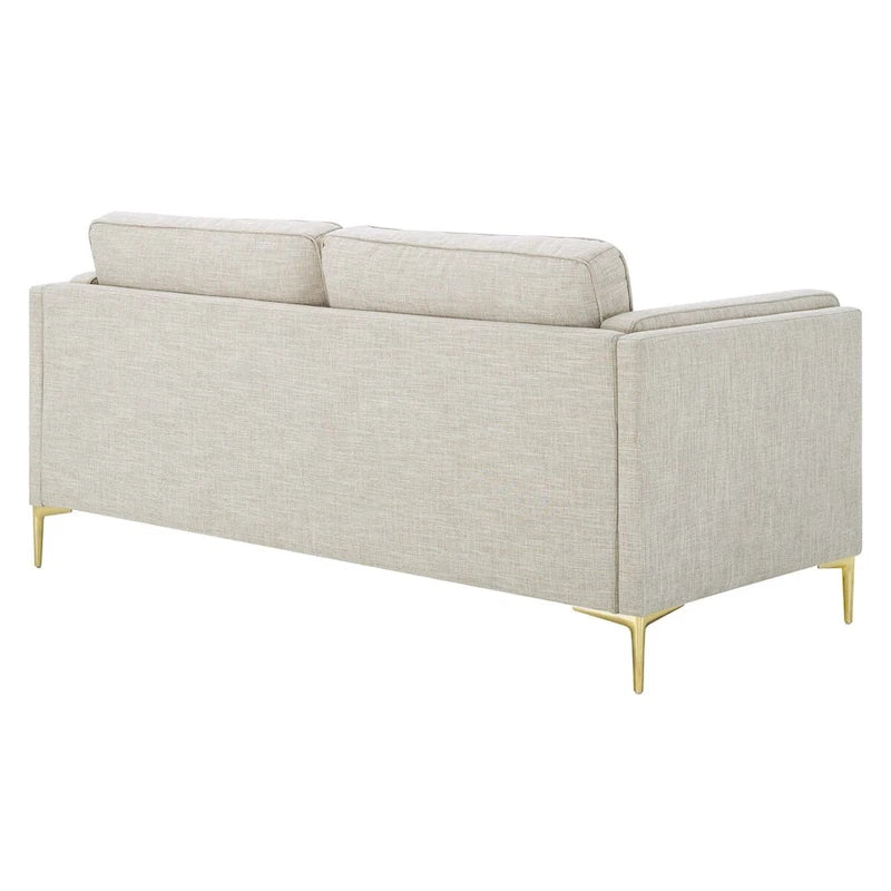 Canapé en tissu Mid-Century Modern avec pieds en métal doré