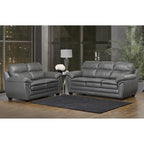Marcus Grey Top Grain Leather Sofa/Loveseat Set - 38 x 86 x 36