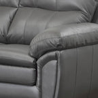 Canapé/Causeuse en cuir pleine fleur gris - 38 x 86 x 36