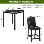 Ensemble de table à hauteur de comptoir 5 pièces, ensemble de table de cuisine en bois avec table carrée et 4 chaises rembourrées