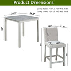 Ensemble de table à hauteur de comptoir 5 pièces, ensemble de table de cuisine en bois avec table carrée et 4 chaises rembourrées