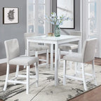 Ensemble de table à hauteur de comptoir 5 pièces, ensemble de table de cuisine en bois avec table carrée et 4 chaises rembourrées