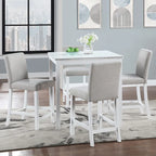 Ensemble de table à hauteur de comptoir 5 pièces, ensemble de table de cuisine en bois avec table carrée et 4 chaises rembourrées