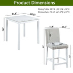 Ensemble de table à hauteur de comptoir 5 pièces, ensemble de table de cuisine en bois avec table carrée et 4 chaises rembourrées