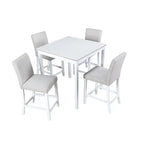 Ensemble de table à hauteur de comptoir 5 pièces, ensemble de table de cuisine en bois avec table carrée et 4 chaises rembourrées