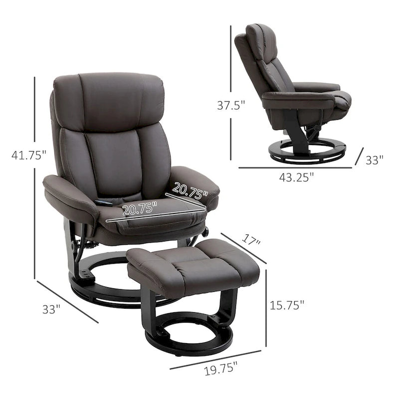 Fauteuil de massage inclinable en cuir synthétique avec repose-pieds