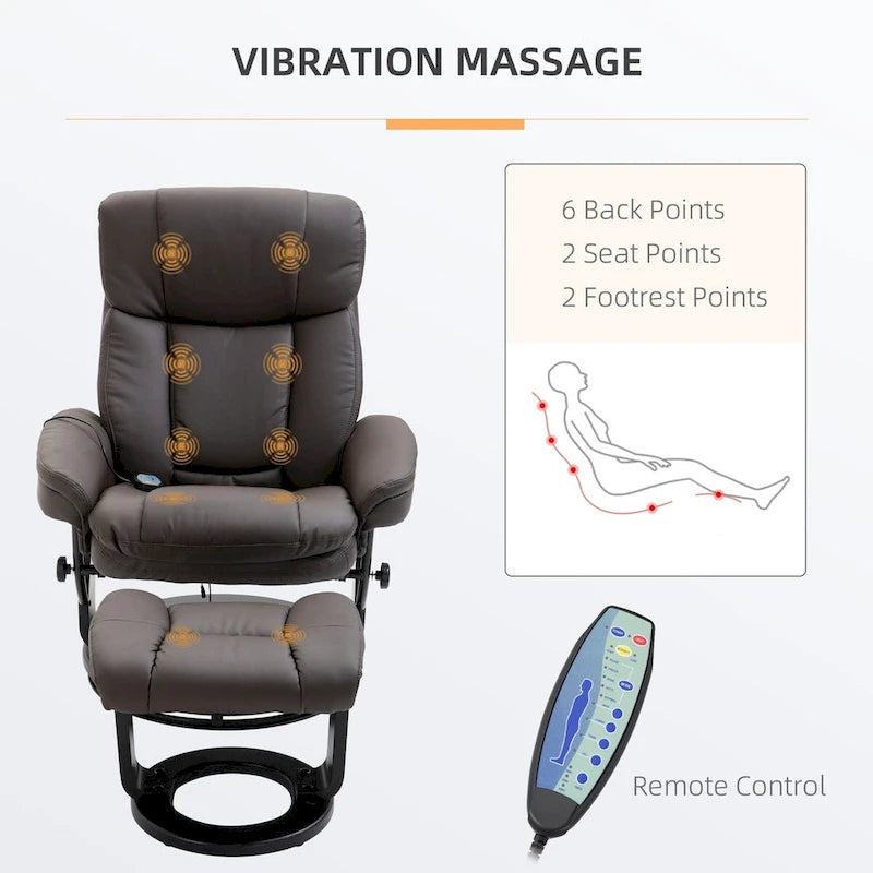 Fauteuil de massage inclinable en cuir synthétique avec repose-pieds