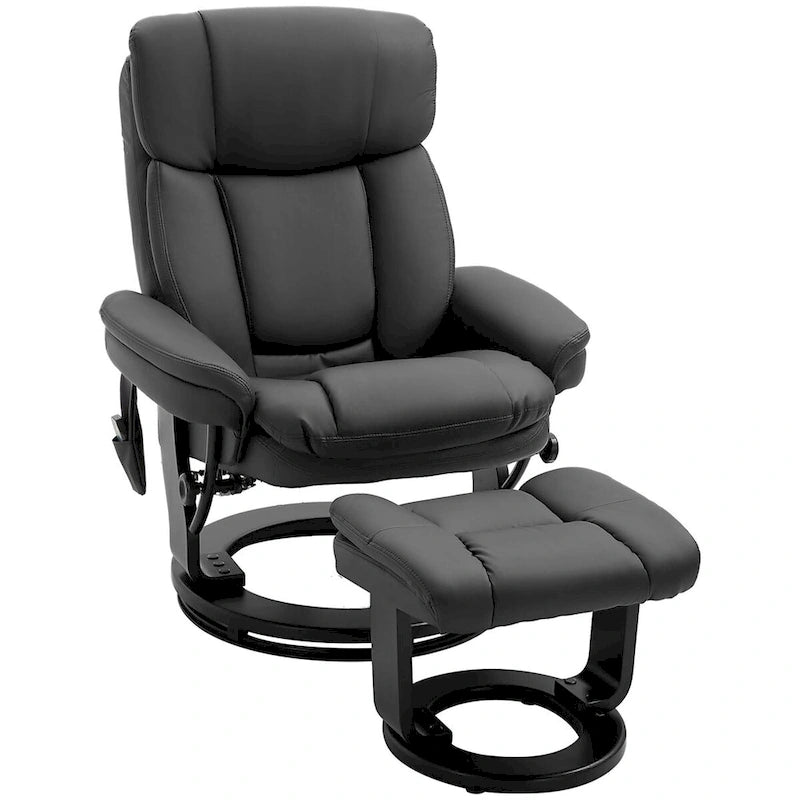 Fauteuil de massage inclinable en cuir synthétique avec repose-pieds