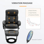 Fauteuil de massage inclinable en cuir synthétique avec repose-pieds