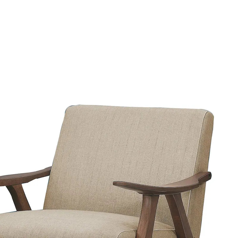 Fauteuil d'appoint rembourré en tissu avec accoudoirs incurvés, marron clair