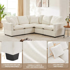 Canapé modulaire moderne en L, canapé sectionnel en chenille avec 2 oreillers