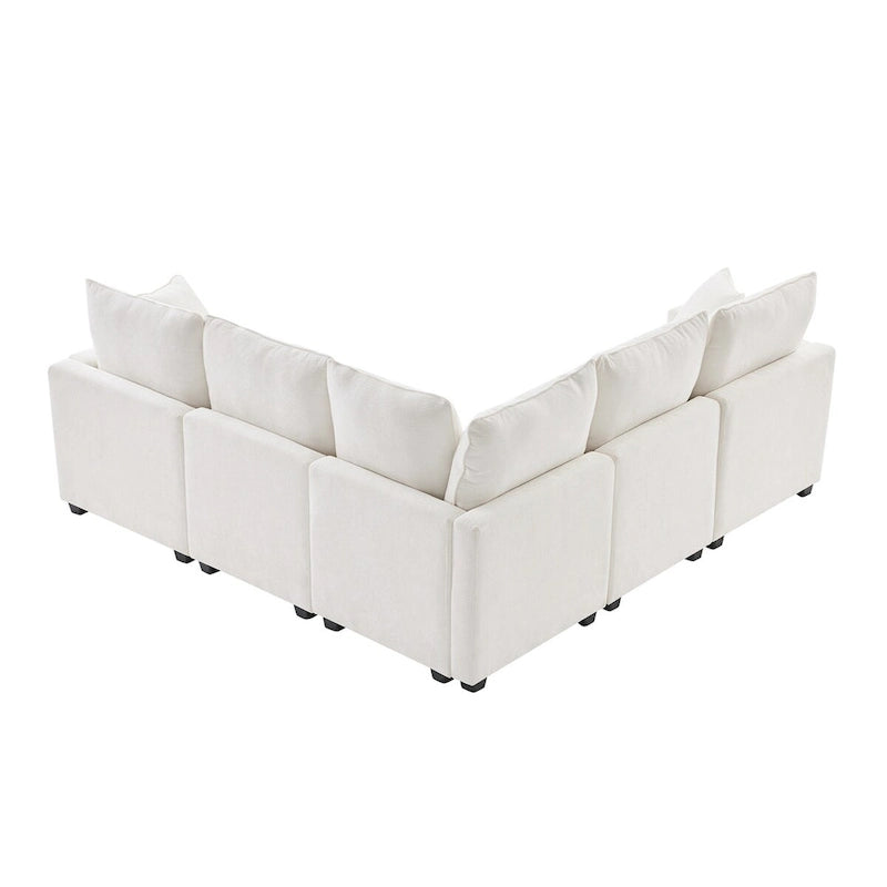 Canapé modulaire moderne en L, canapé sectionnel en chenille avec 2 oreillers