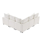 Canapé modulaire moderne en L, canapé sectionnel en chenille avec 2 oreillers