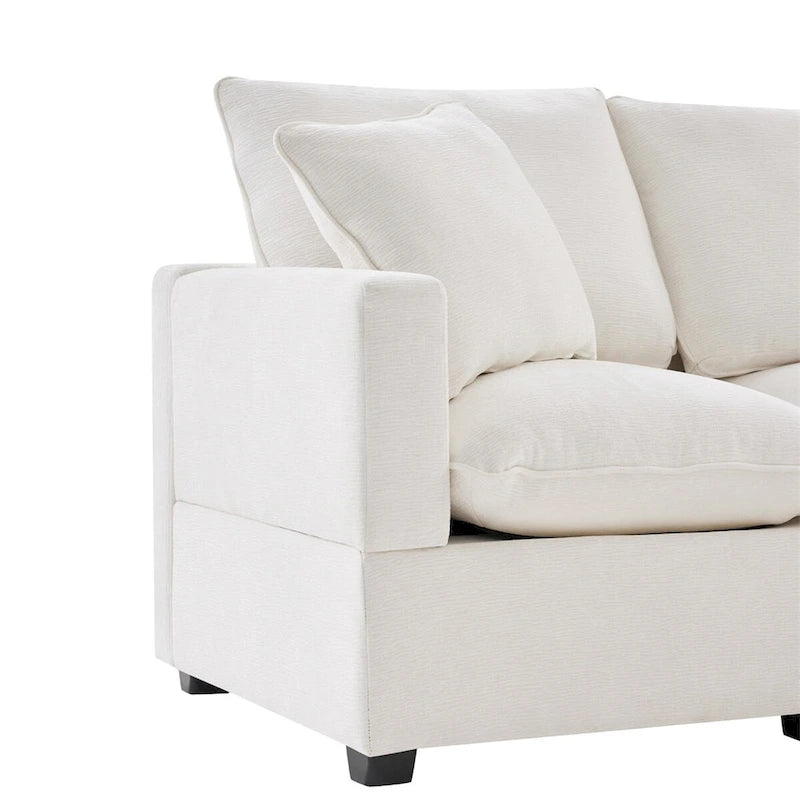 Canapé modulaire moderne en L, canapé sectionnel en chenille avec 2 oreillers
