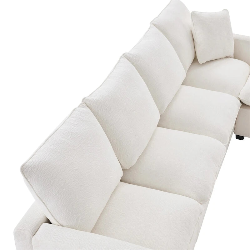 Canapé modulaire moderne en L, canapé sectionnel en chenille avec 2 oreillers